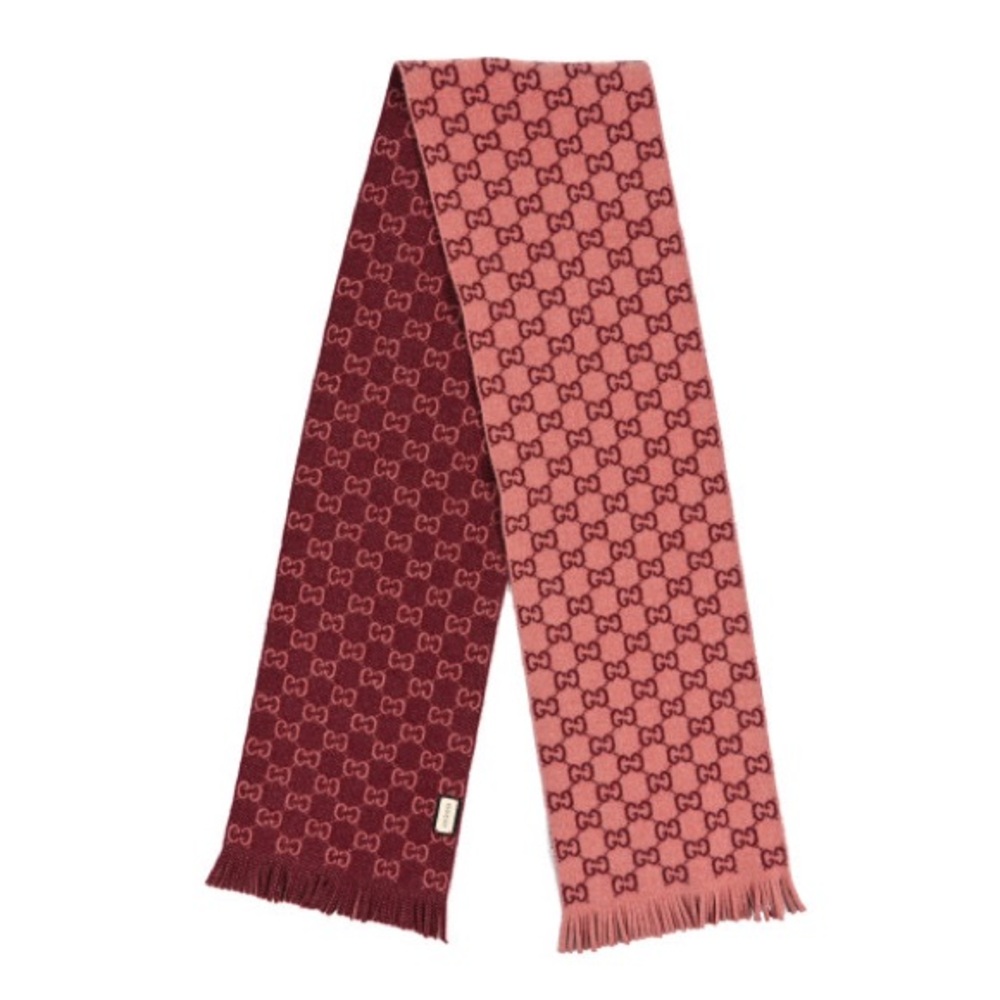 SOLD NWT Wool Tricot GG Monogram Lady Longfog Scarf Roseate Bordeaux